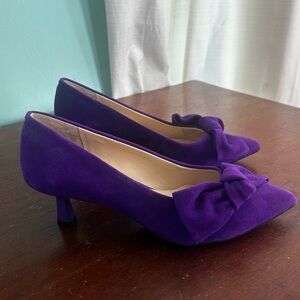 Alex Marie Iris Midnight Purple Suede Bow Kitten Heel Pump Pointed Toe Size  6